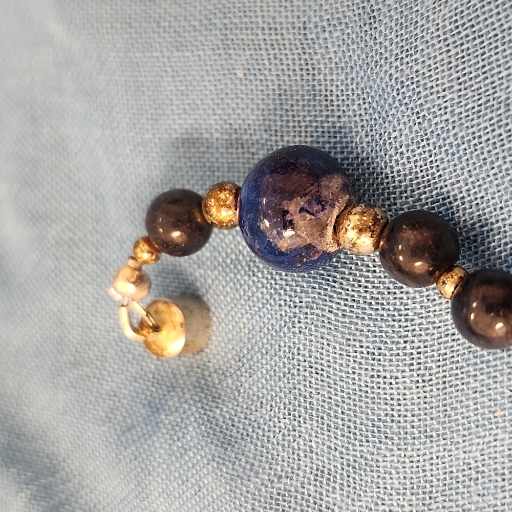Vintage Lapis Lazuli Cloisonné Magnetic Clasp Bracelet - Picture 3 of 4